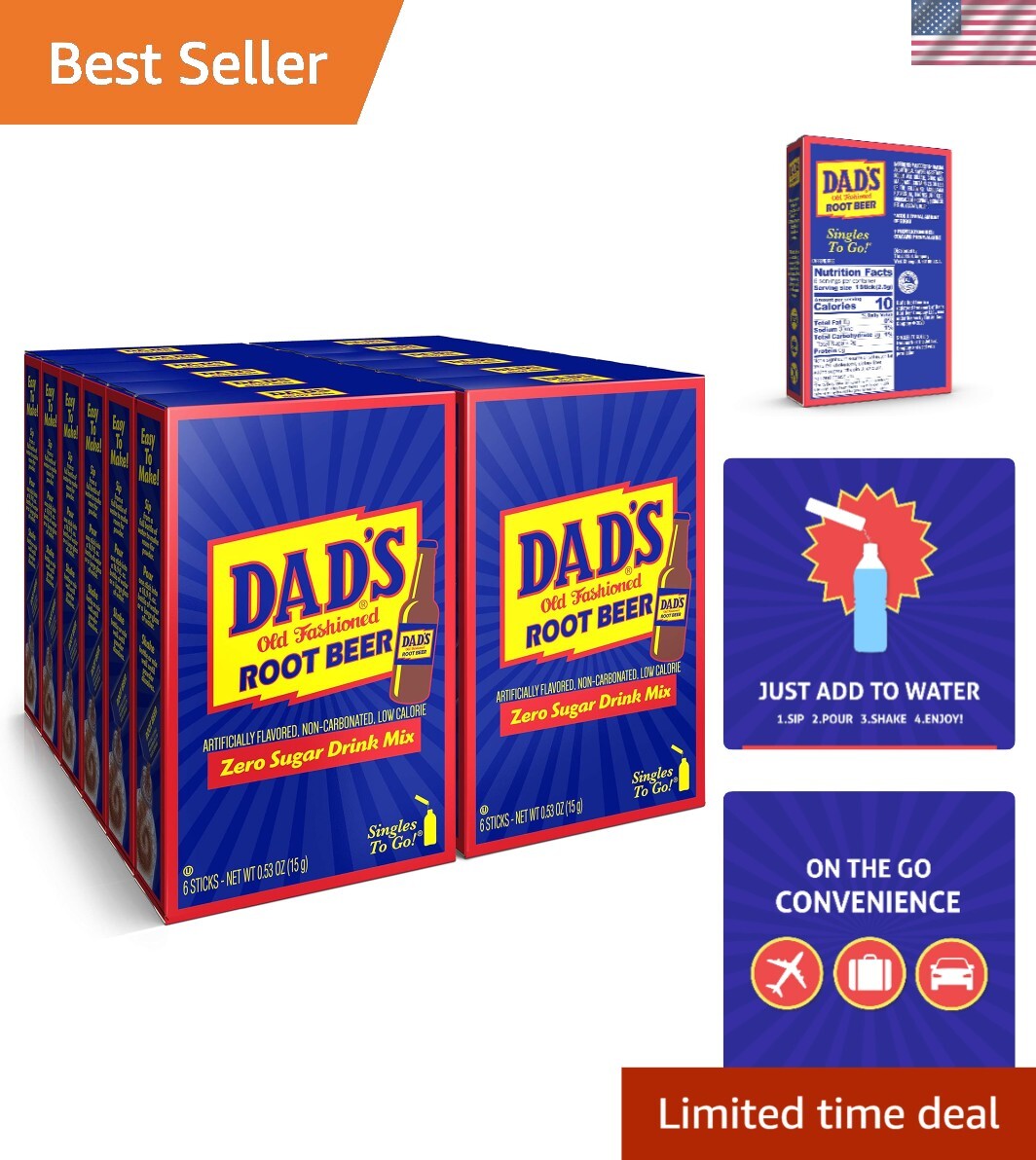 On-the-Go Dad’s Root Beer – 72 Sugar-Free Drink Mix Sticks for Anytime Enjoyment