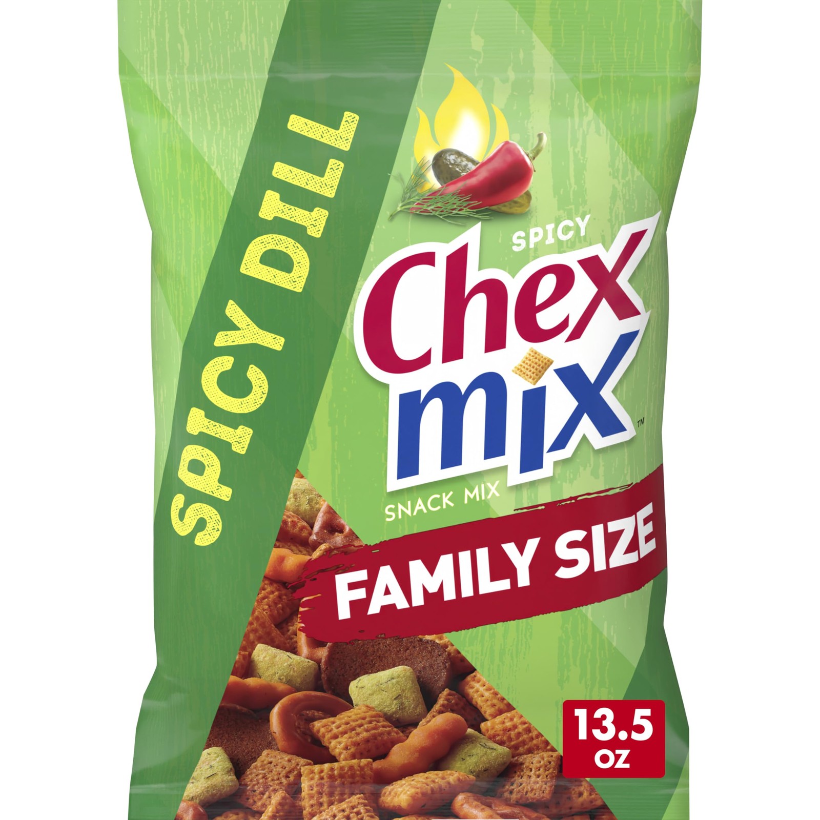Chex Mix Spicy Dill Snack Mix, Savory Bag, 13.5 Ounce (Pack of 1)