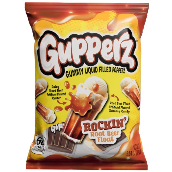 Gupperz Rockin’ Root Beer Float 2.54oz – 1 Bag – Liquid Center – Free Shipping