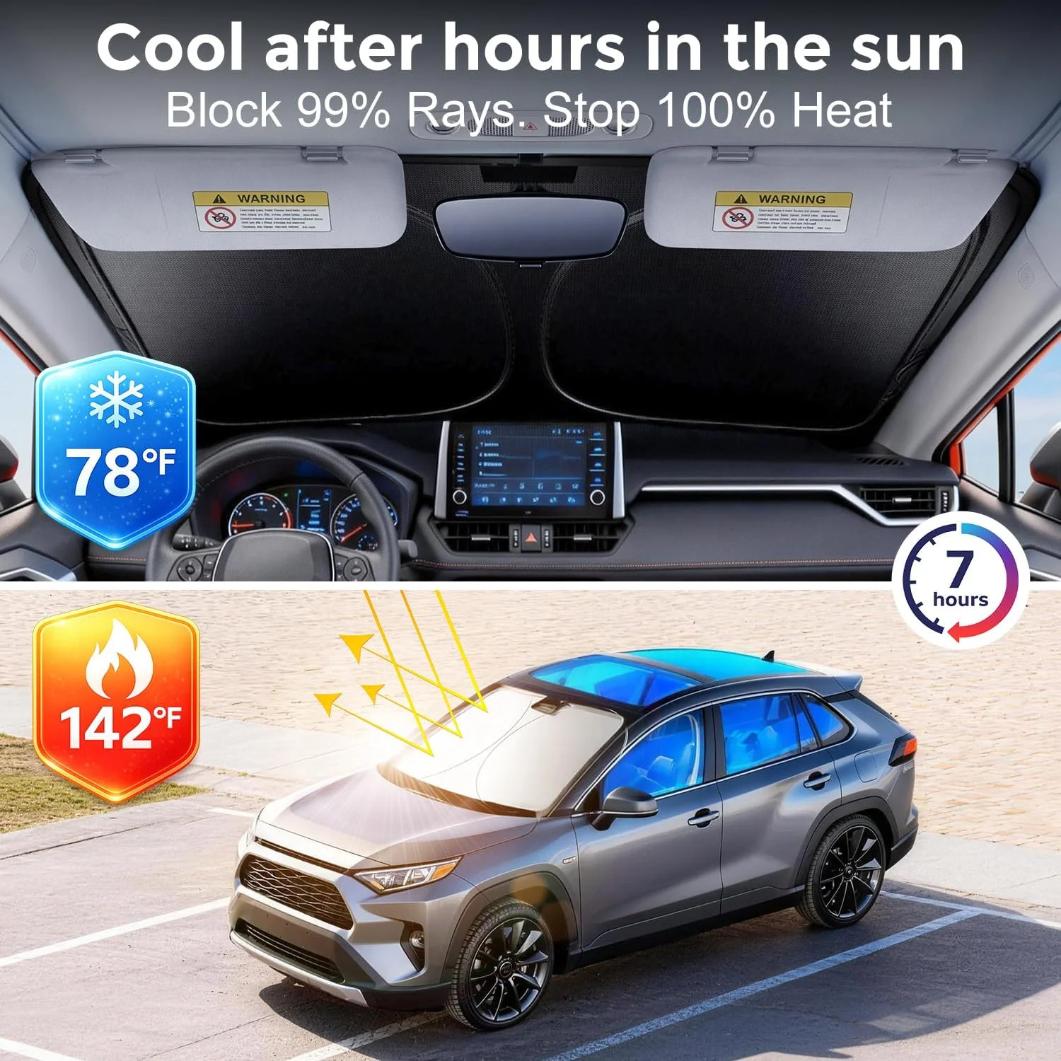 [Upgrade] DooGooCoo Windshield Sun Shade – Medium, Sunshade for Car Windshield [