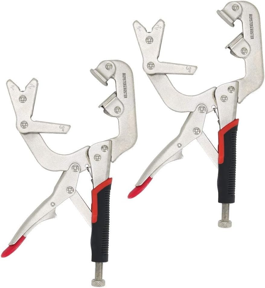Welding Pipe Plier Clamp, Fast Release, C-Clamp Locking with Large V-Pads, 10 In