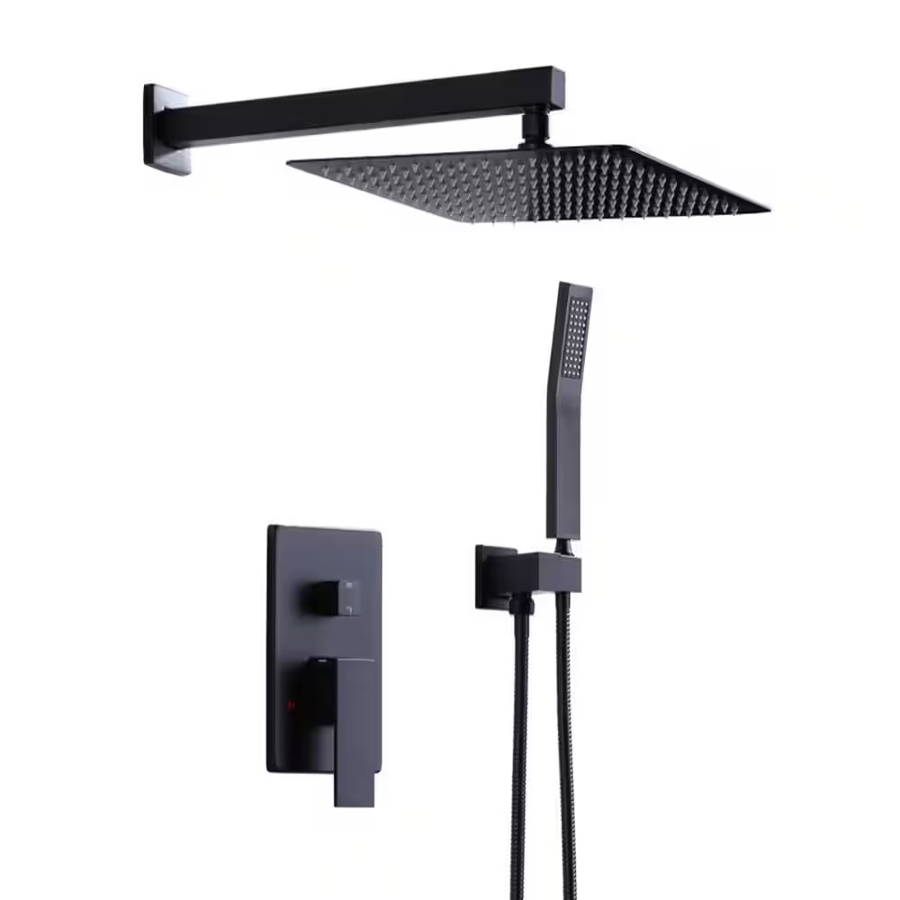 Single Handle 2 -Spray Shower Faucet 1.8 GPM with 12-In. Square Shower Head and