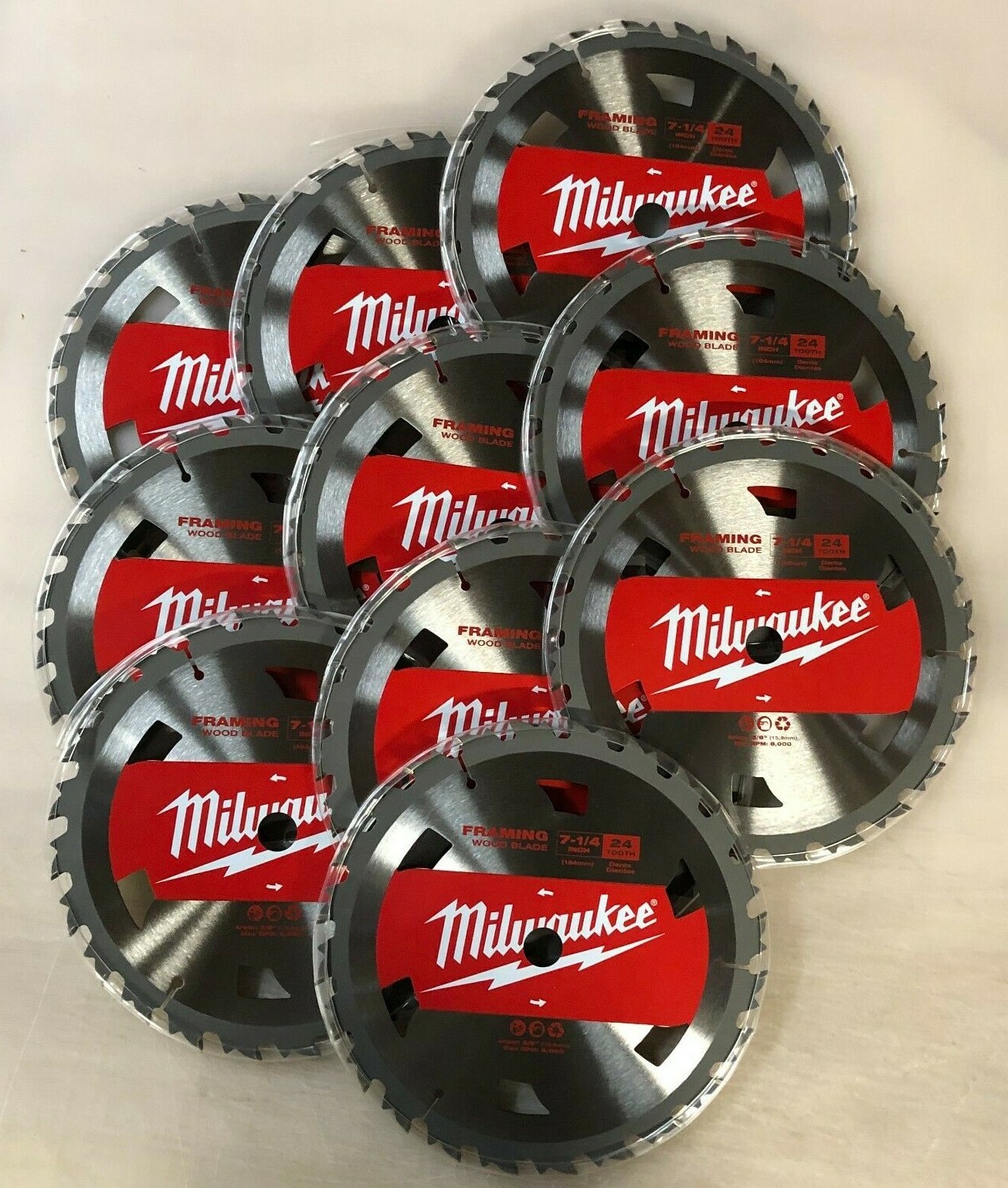 10 Pack Milwaukee 7 1/4 Circular Saw Blades 24 Tooth Framing NEW 2 DAY SHIPPING