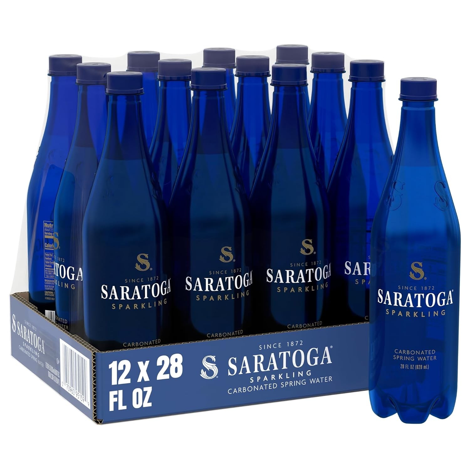 Saratoga Sparkling Water Bottles, 12-Pack – Carbonated 28 Fl Oz (Pack of 12).