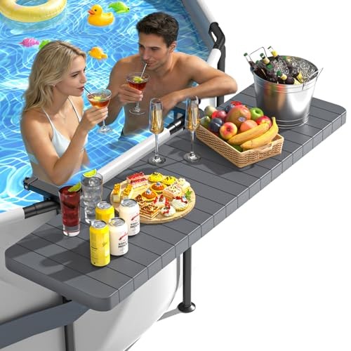 Pool Bar, Above Ground Poolside Bar Table, 49.4×9.6″ Stable & Large Dark Gray