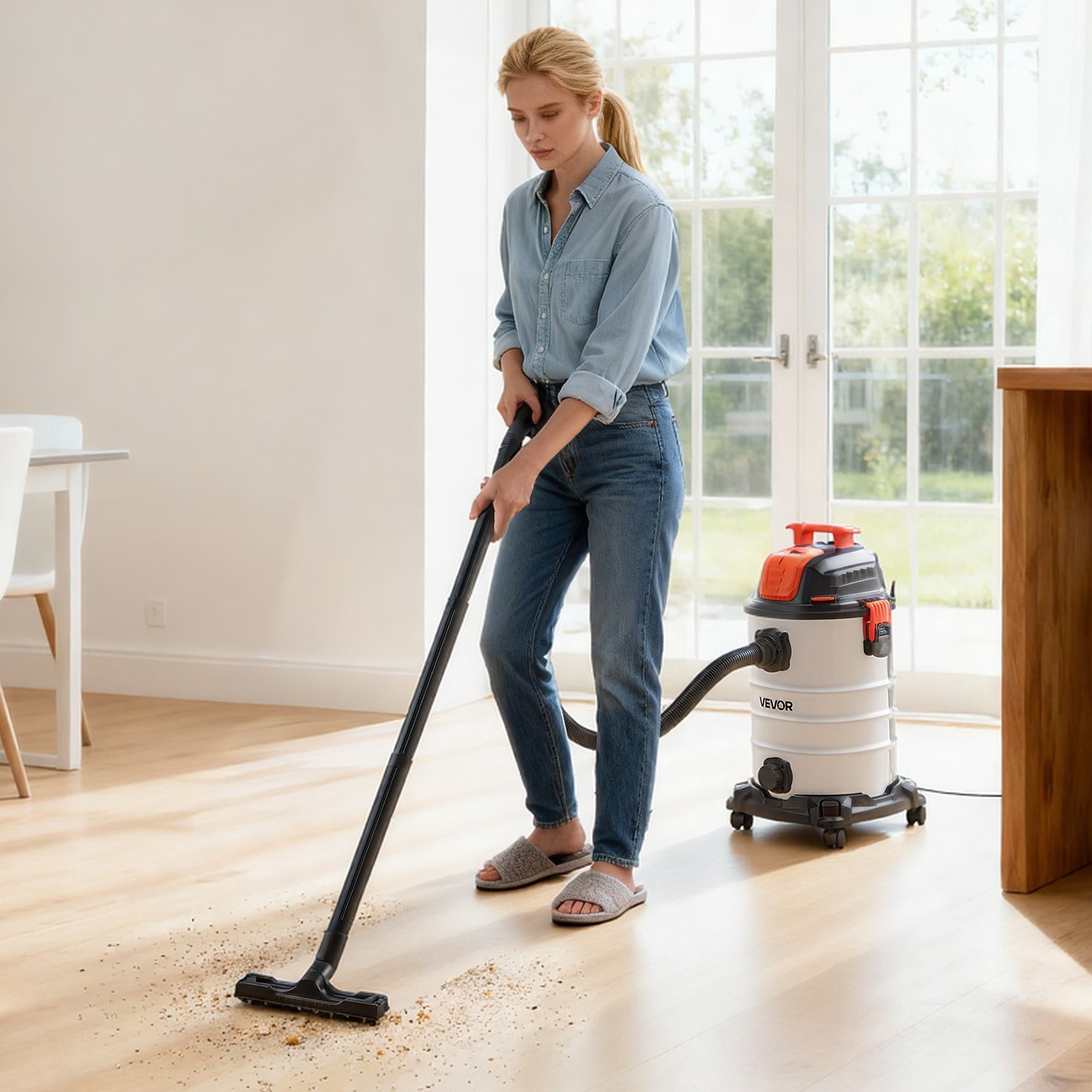 VEVOR 8 Gal Wet Dry Shop Vac 6HP Self-Cleaning 900W Metal Tank for Jobsite