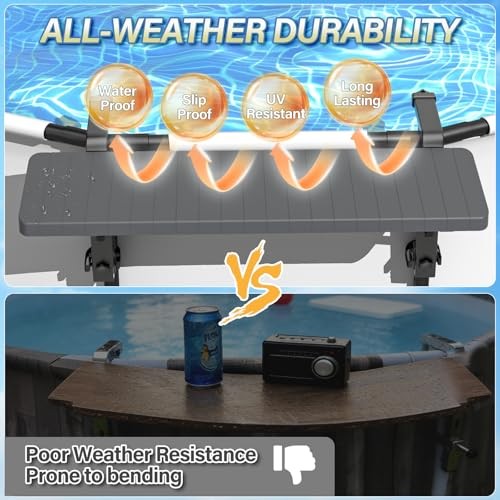Pool Bar, Above Ground Poolside Bar Table, 49.4×9.6″ Stable & Large Dark Gray