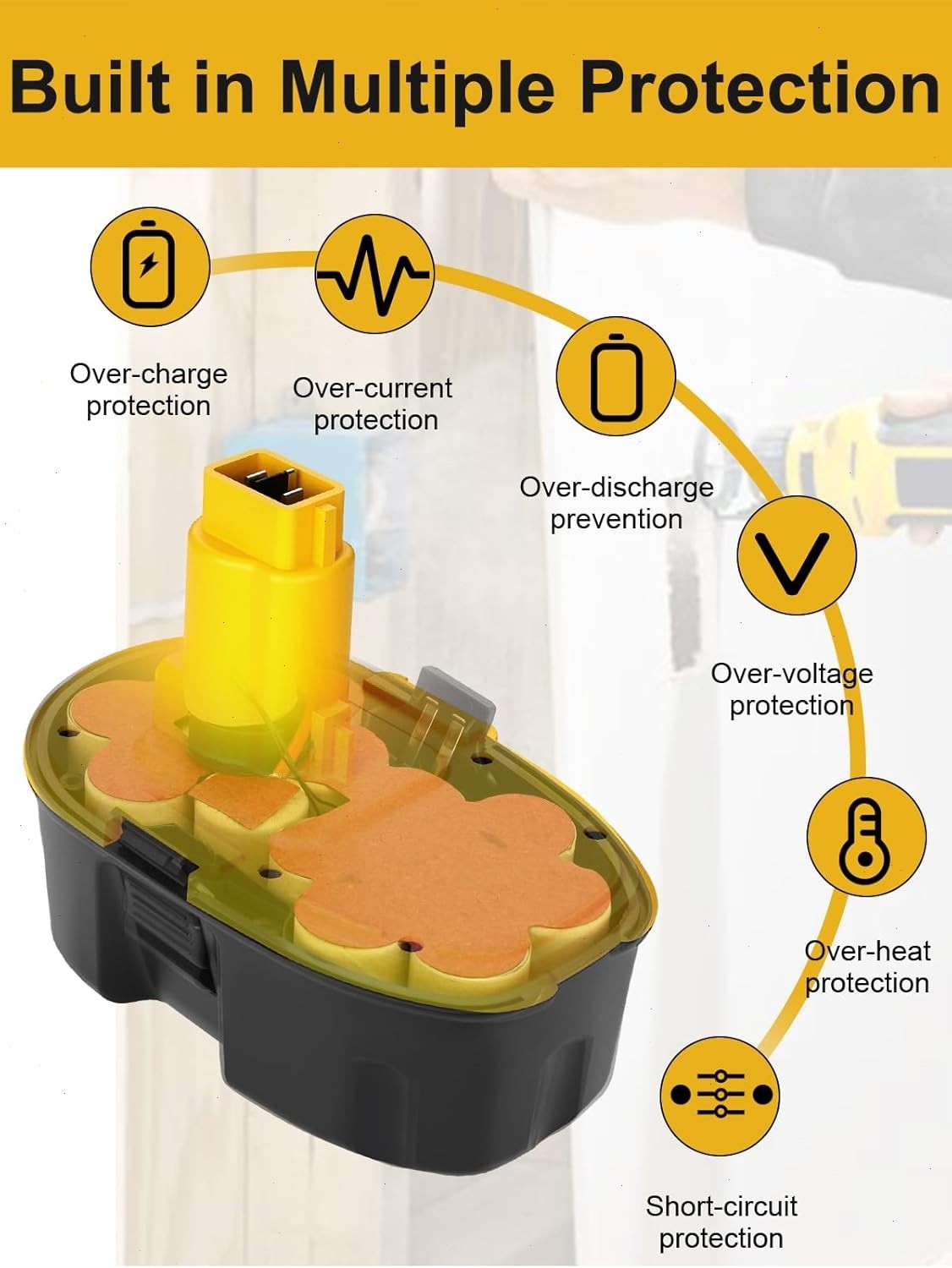 4PACK 2PACK 18V For Dewalt 18 VOLT XRP Ni-MH 7.0Ah Battery DC9099 DC9096 DC9098