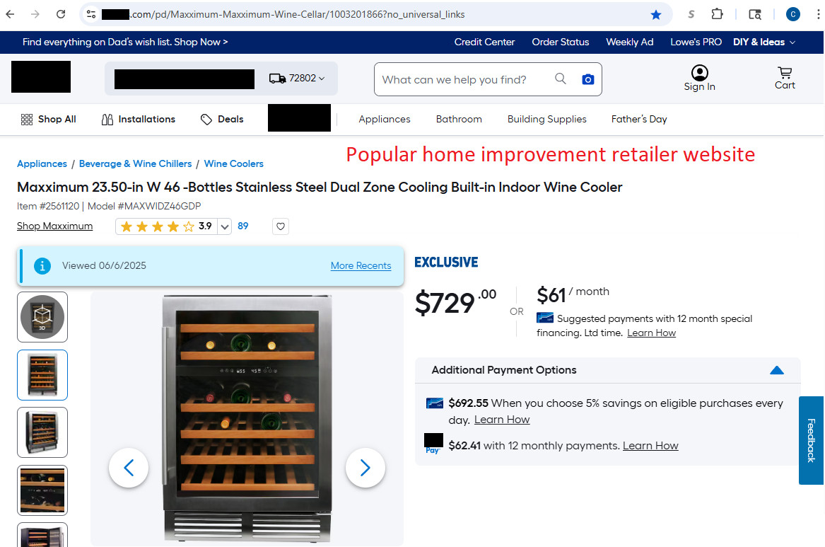 46 Bottle Wine Cooler, Dual Zone, 23.5-Inch Wide, Stainless Steel