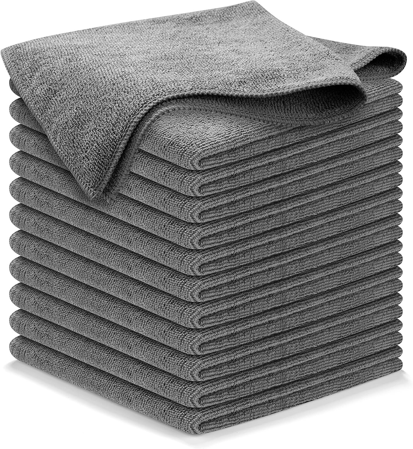 12_Grey Microfiber Cleaning Cloth Set Towel Rag Car Polishing Detailing
