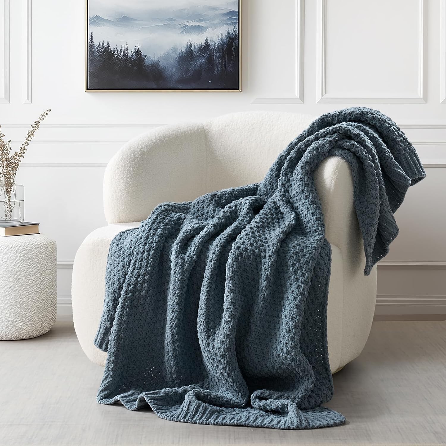 EVERGRACE Chenille Throw Blanket 50×60 Chunky Knit Soft Cozy Couch Sofa