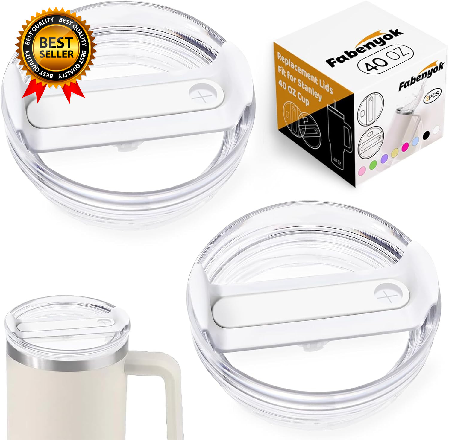 40 OZ Tumbler Lid Replacement Fit for Cup 2 Pack Clear Replacement Lids Fit
