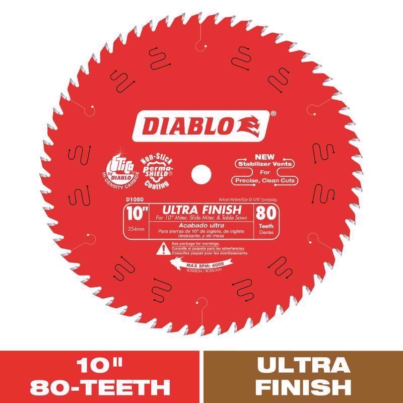 Diablo 10 in. TiCo Hi-Density Carbide Circular Saw Blade 80 Teeth D1080X