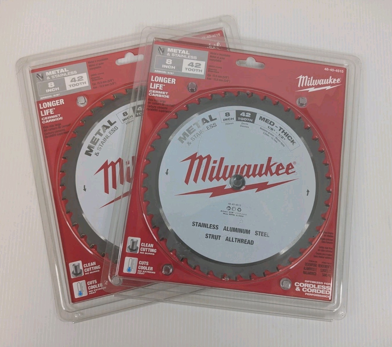 Lot Of 2 New Milwaukee Tool 48-40-4515 8″ Metal & Stainless Circular Saw Blades
