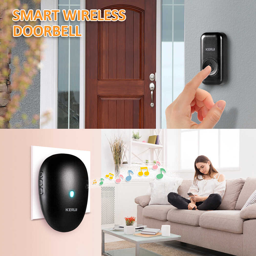 Wireless Doorbell Chime Waterproof Plugin Receiver Adjustable Volume 57 Chime US