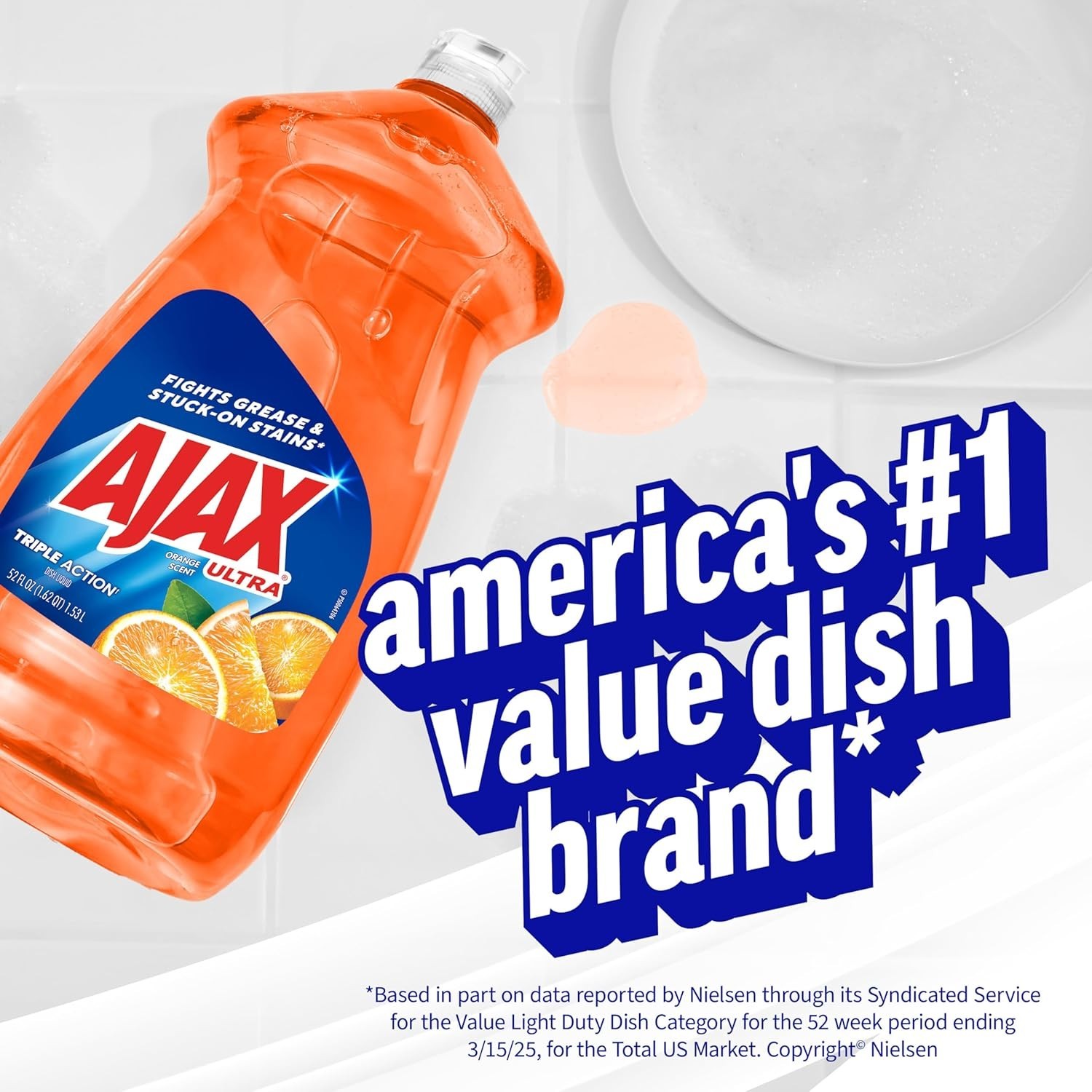 Mess-Free Ultra Liquid Dish Soap, 52 fl oz with Citrus Freshness & Antimicrobial