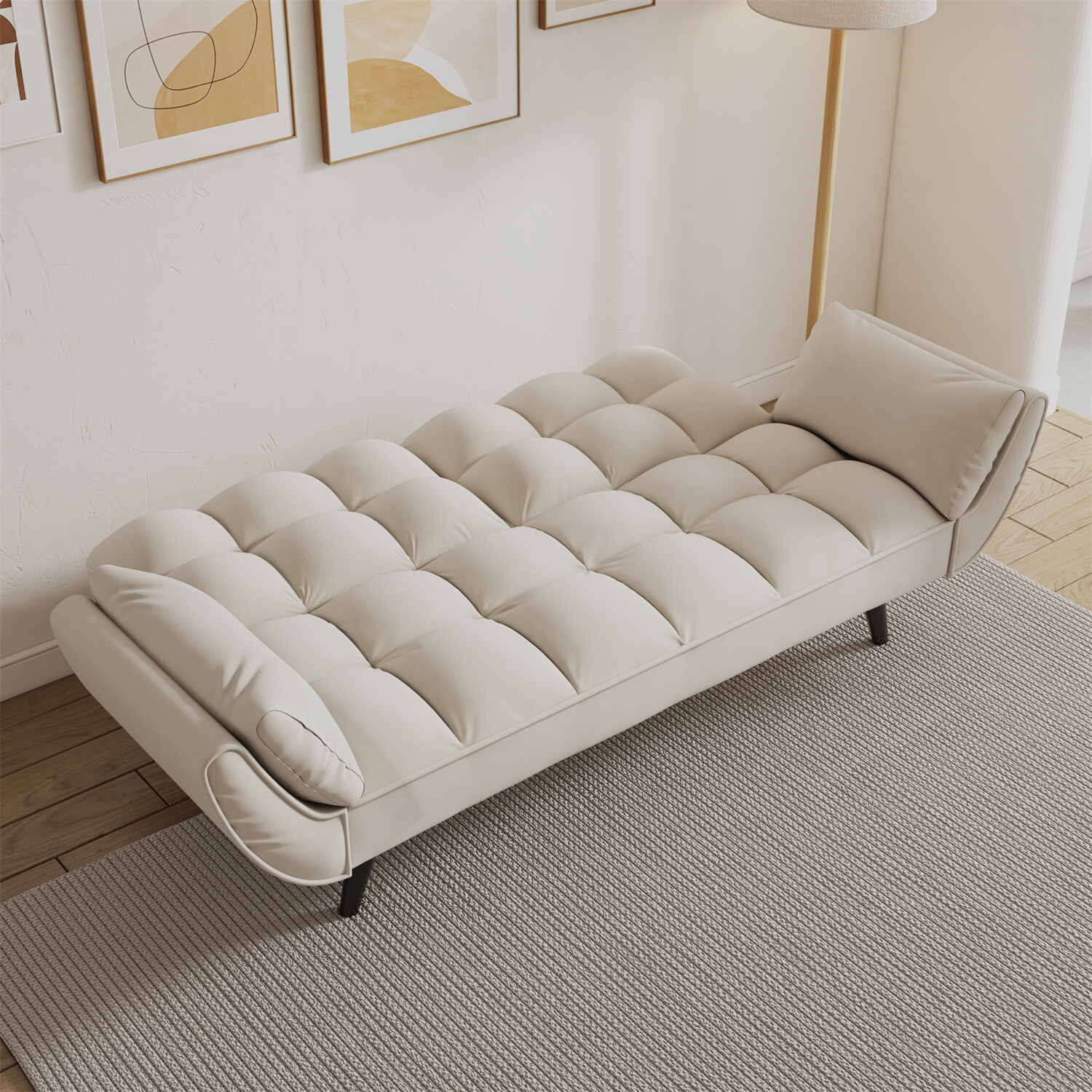 57in Convertible Sleeper Sofa Bed Velvet Loveseat Sofa 2 Seater Sofa Couch