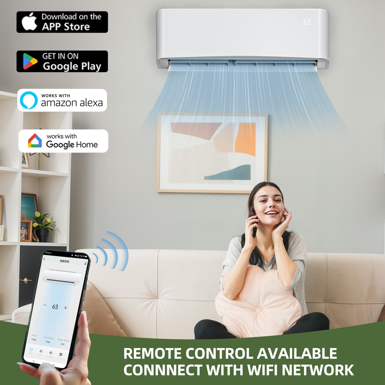 12000 BTU Mini Split A/C Heat Pump 17 SEER2 Energy Efficient Comfort Ductless
