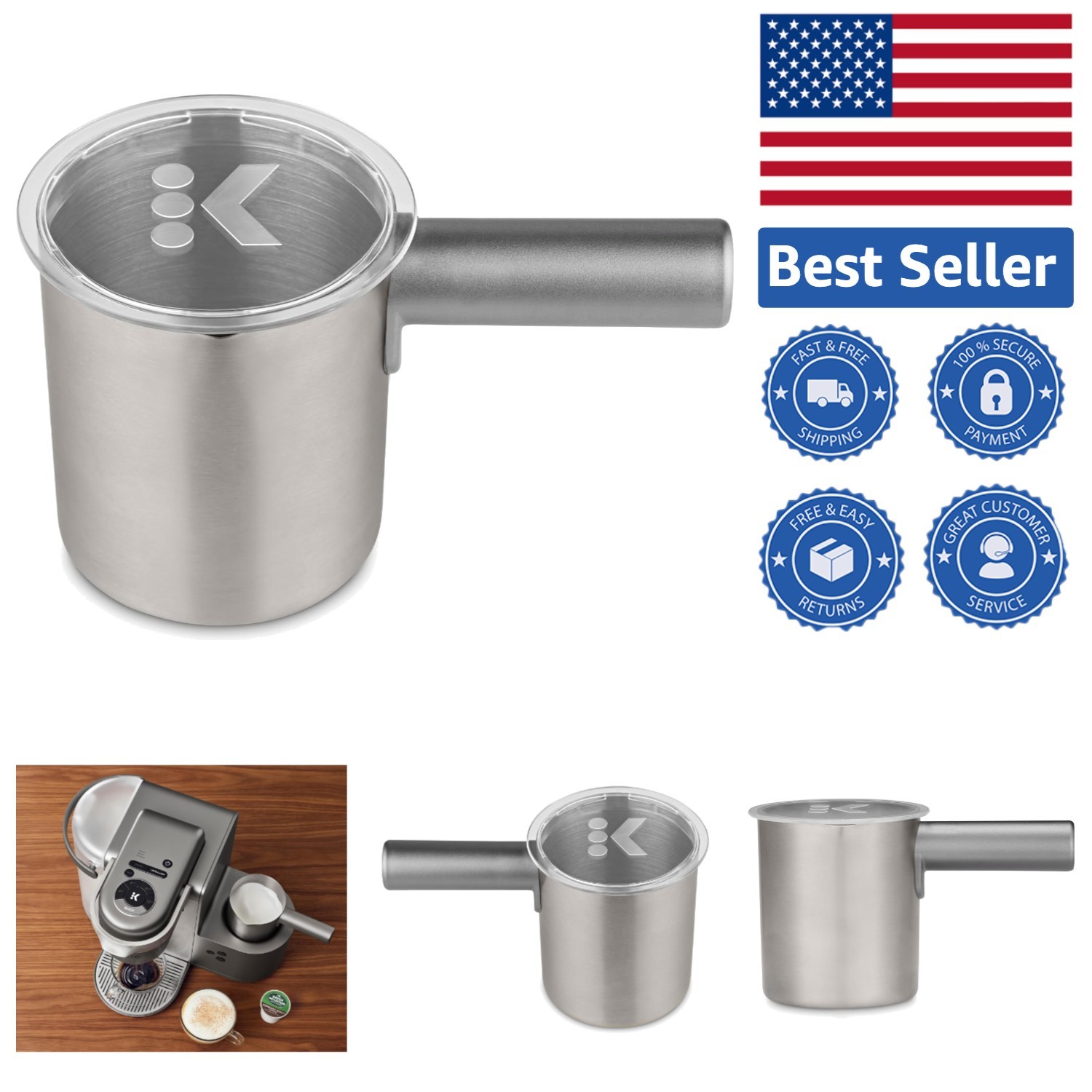 80ml K-Café Frother Cup with Whisk – Perfect for Creamy Coffeehouse Drinks
