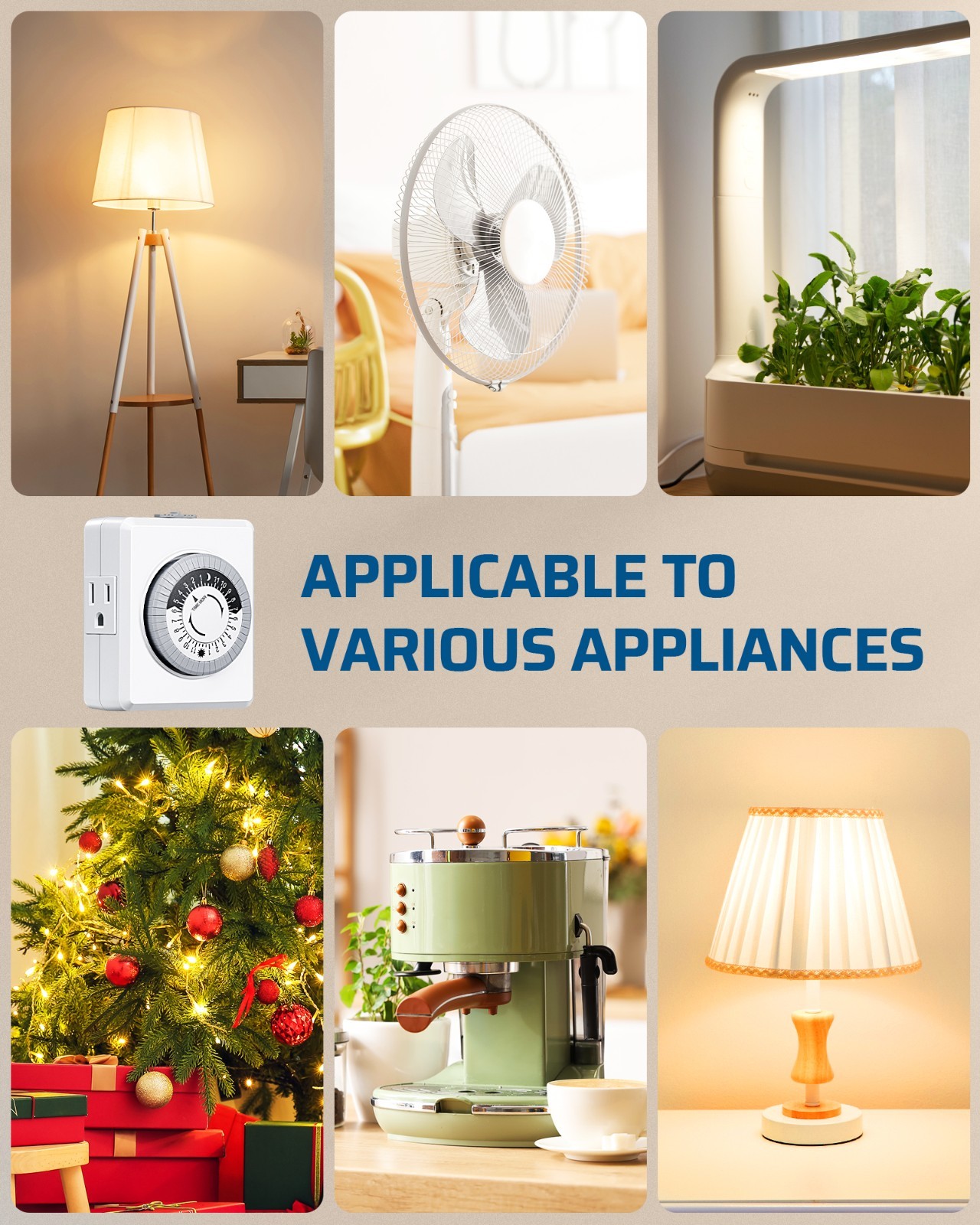 DEWENWILS 24-Hr Mechanical Light Timer 2-Pack, For Lamps, Christmas Lights, ETL