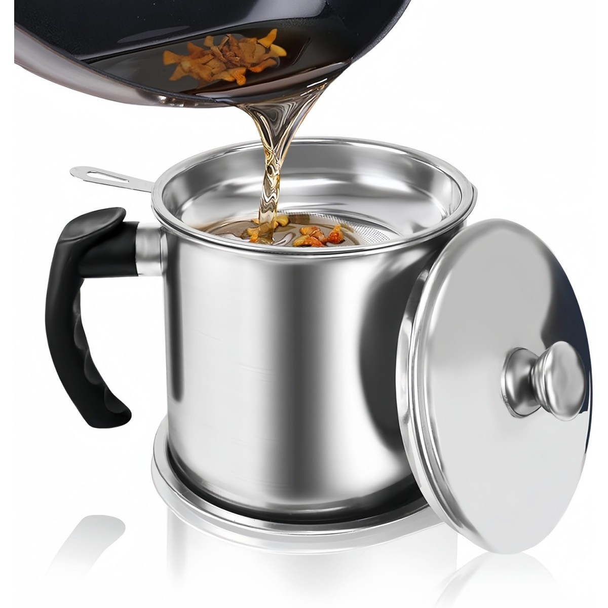 Bacon Grease Container With Strainer,1.3L(46 fl. oz.)Kitchen Stainless Steel Oil