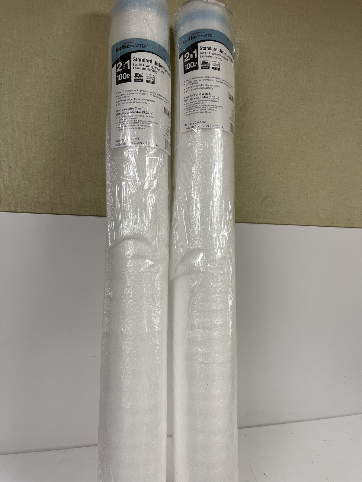 2 Pack TrafficMaster Underlayment Polyethylene Foam Moisture Barrier 100 sq. ft