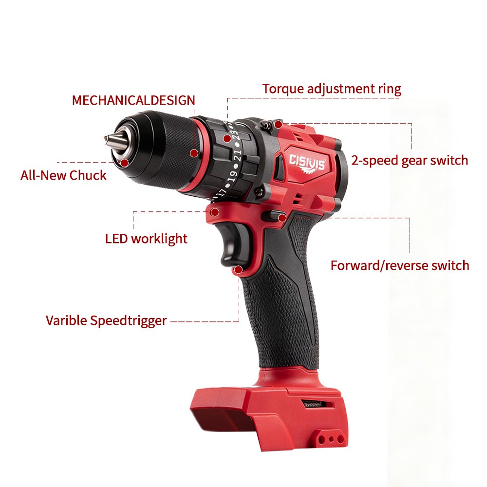 Compatible Milwaukee M18 Battery 35N.m Brushless Drill Driver Bare Tool