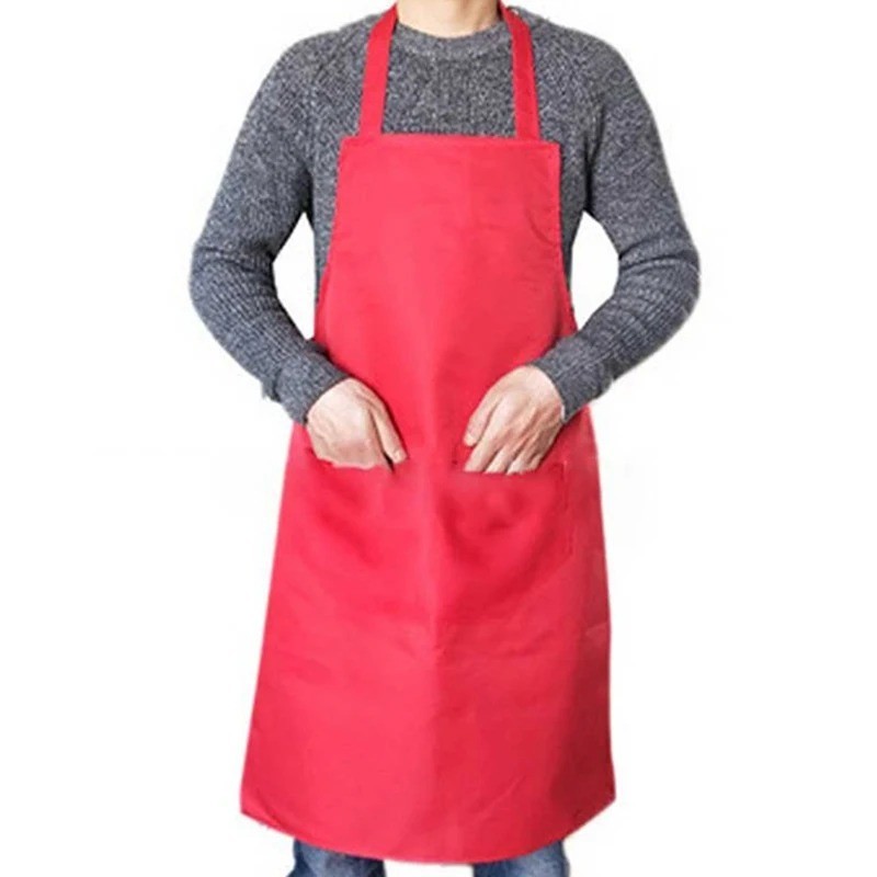 Brown Kitchen Chef Apron with 2 Pockets, Waterproof Butcher Catering Restaurant