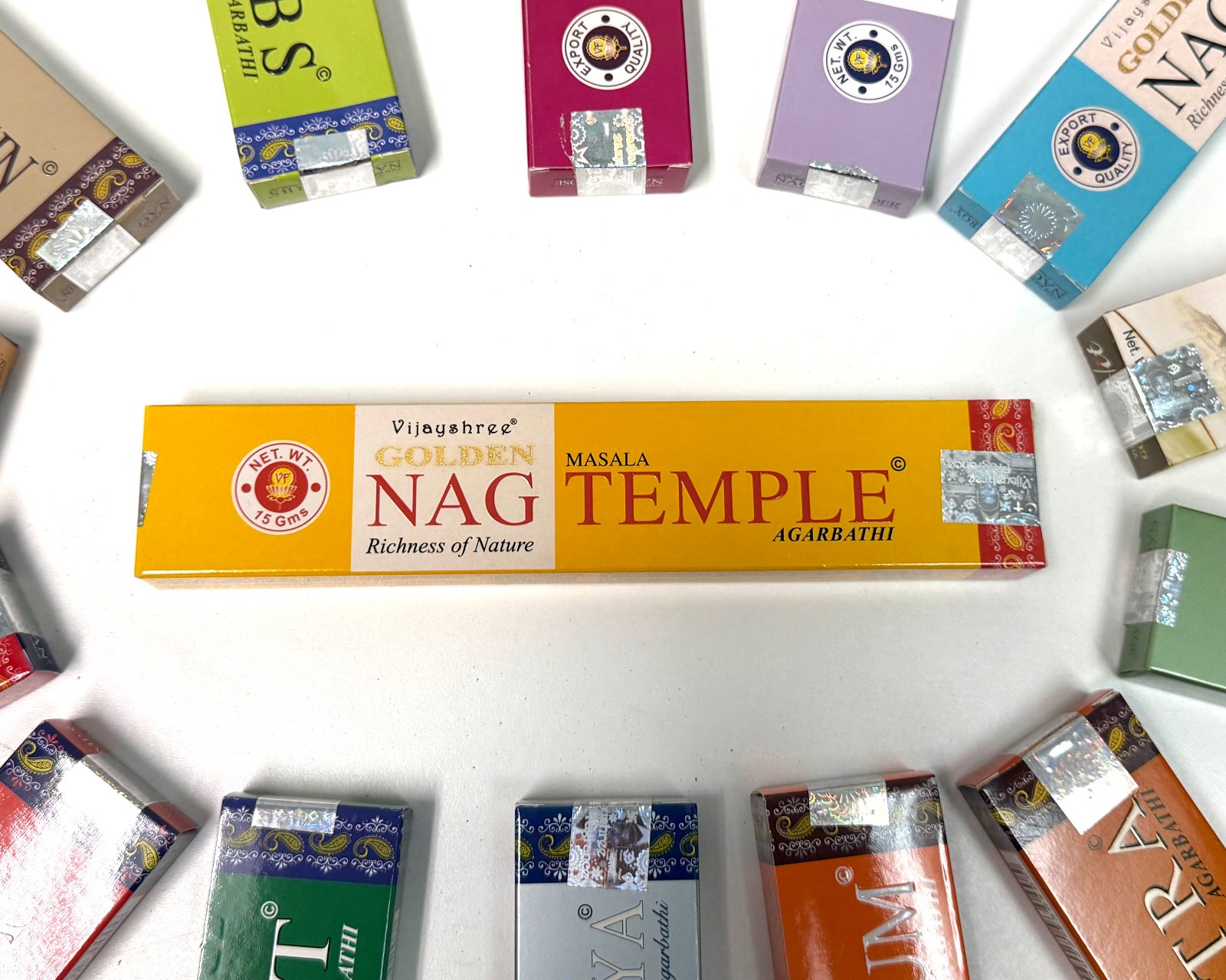 Vijayshree Golden Nag TEMPLE Incense Sticks: Choose 15 30 45 90 or 180 gm