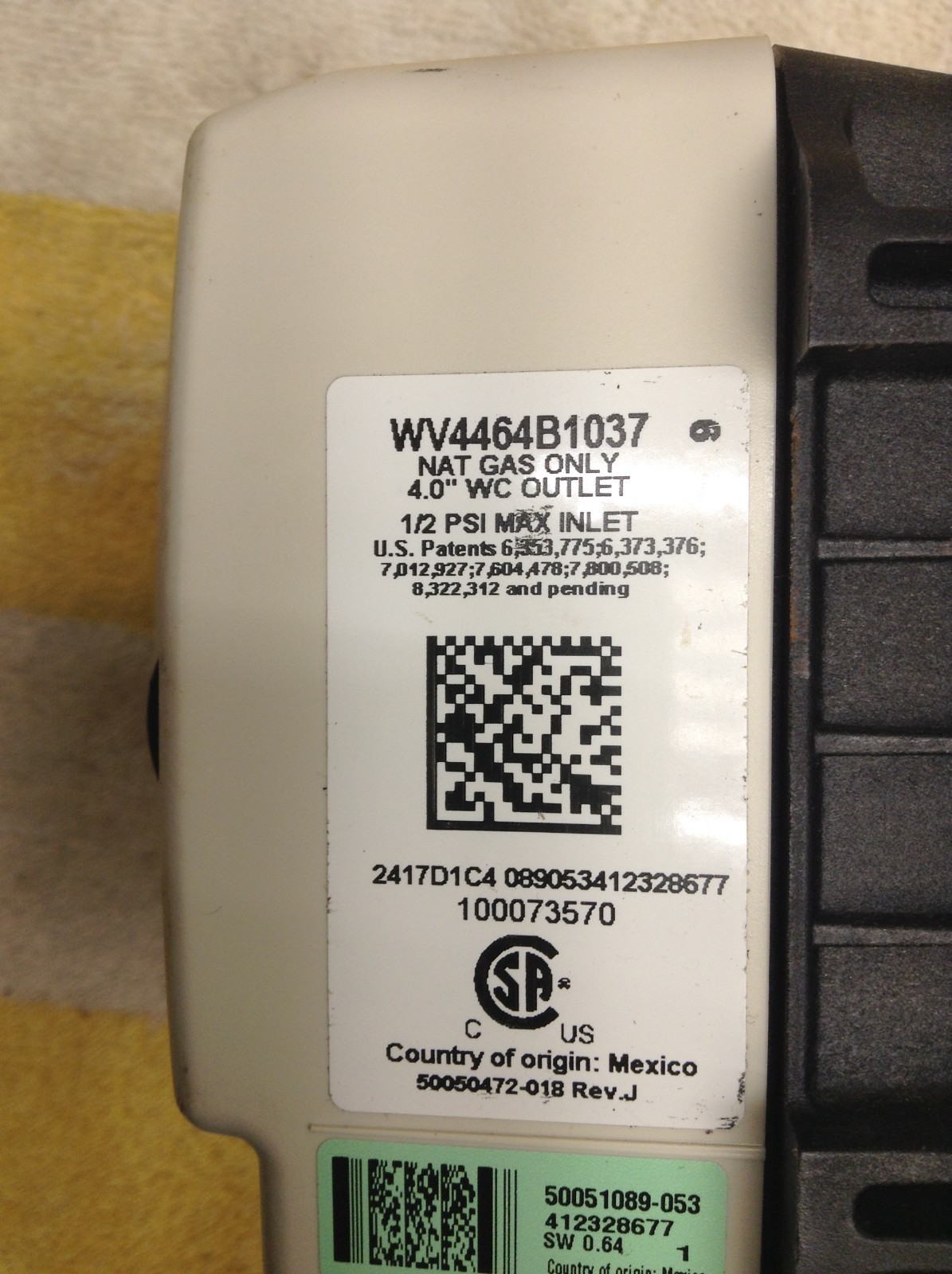Honeywell Water Heater Gas Valve Controller WV4464B1037 free shipping