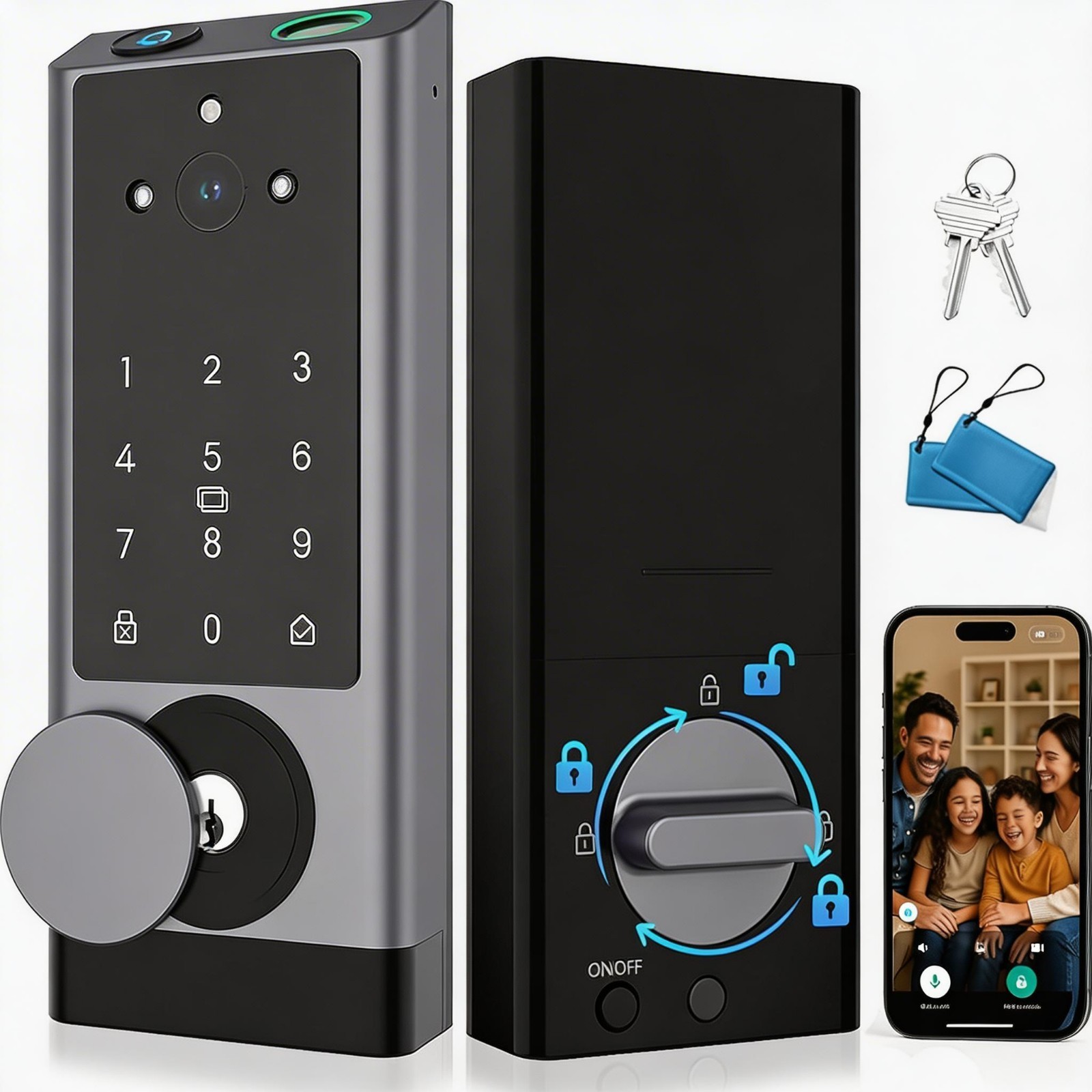Video Smart Lock w/Camera & Doorbell 6-in-1 Keyless Entry Door Lock w/App Remote