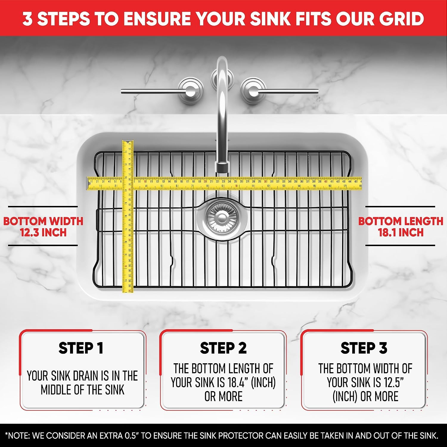 Sink Protectors for Kitchen Protective Metal Grid 18.1×12.3×1 inches Black Mat