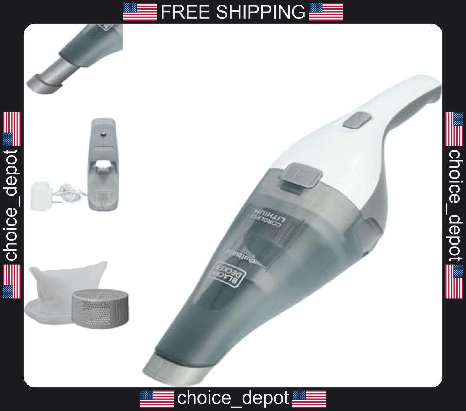 Cordless Handheld Vacuum Cleaner with Crevice Tool and Washable Filter