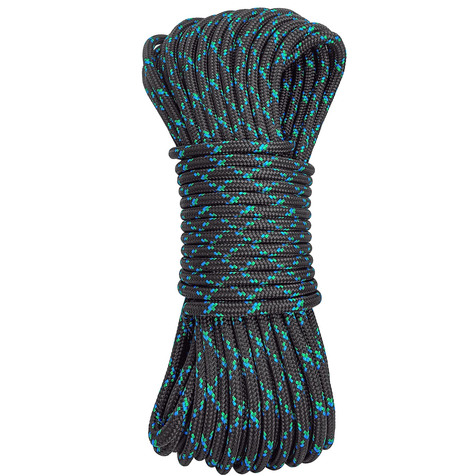 GM CLIMBING 8mm Accessory Cord Rope Double Braid Pre Cut 20feet, Black