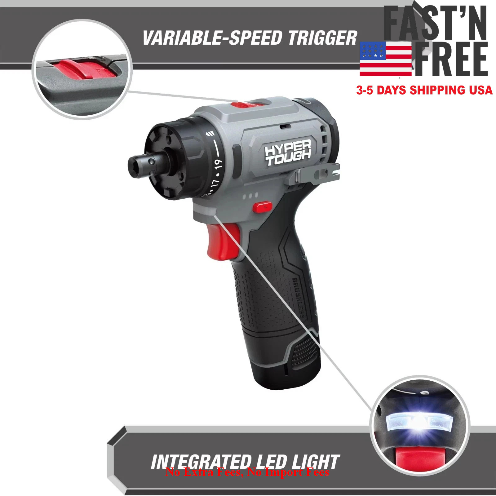 Hyper Tough 12V 4-in-1 Cordless Multi-Head Drill 2.0Ah Battery USB-C Kit – New