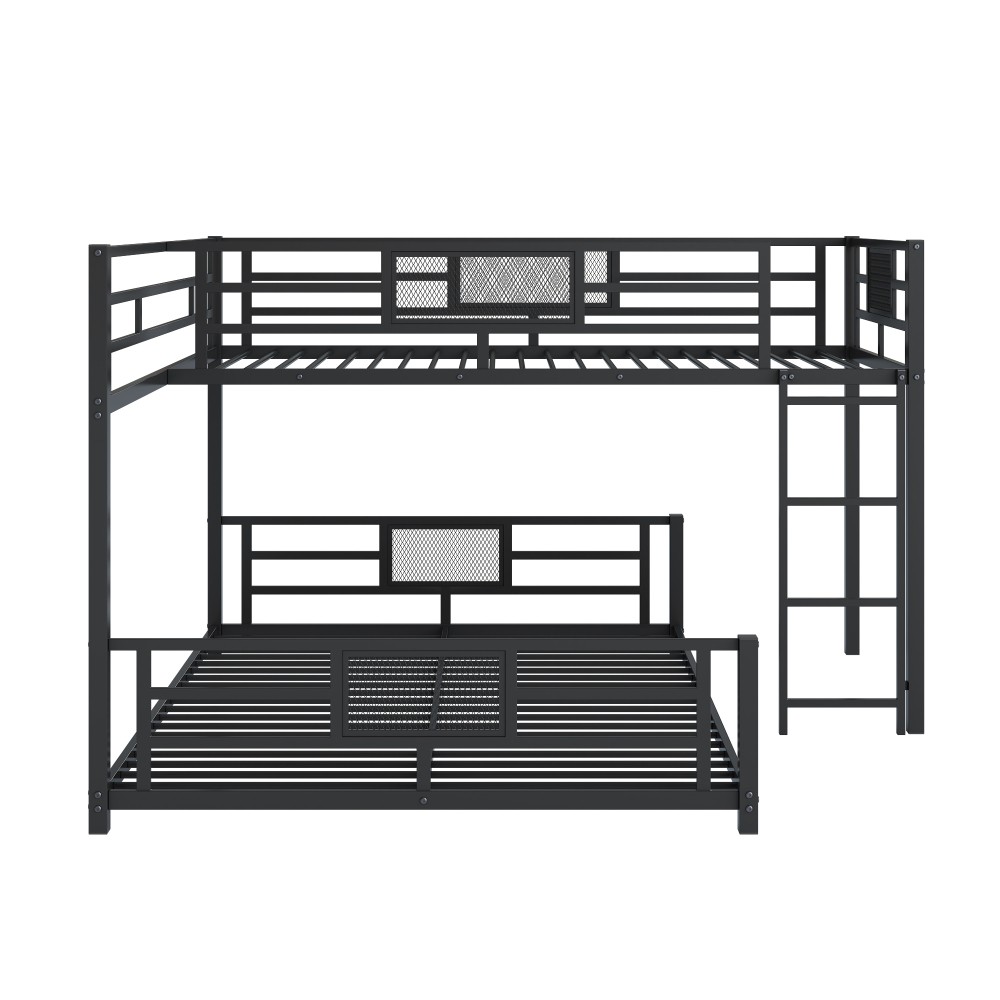 L Shaped Metal Twin over Full Size Bunk Bed