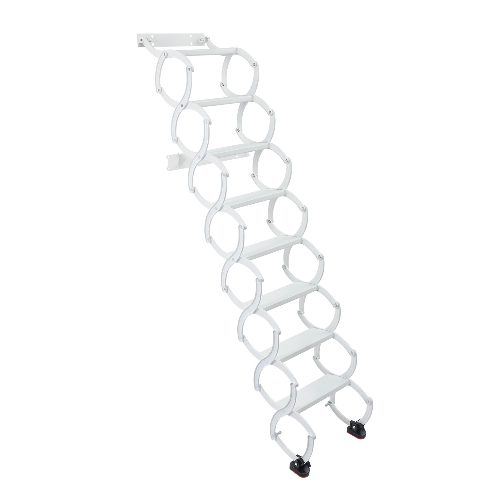 86.6″ Pull Down Loft Attic Ladder Wall Mount Folding 8-Step Aluminum Attic Step