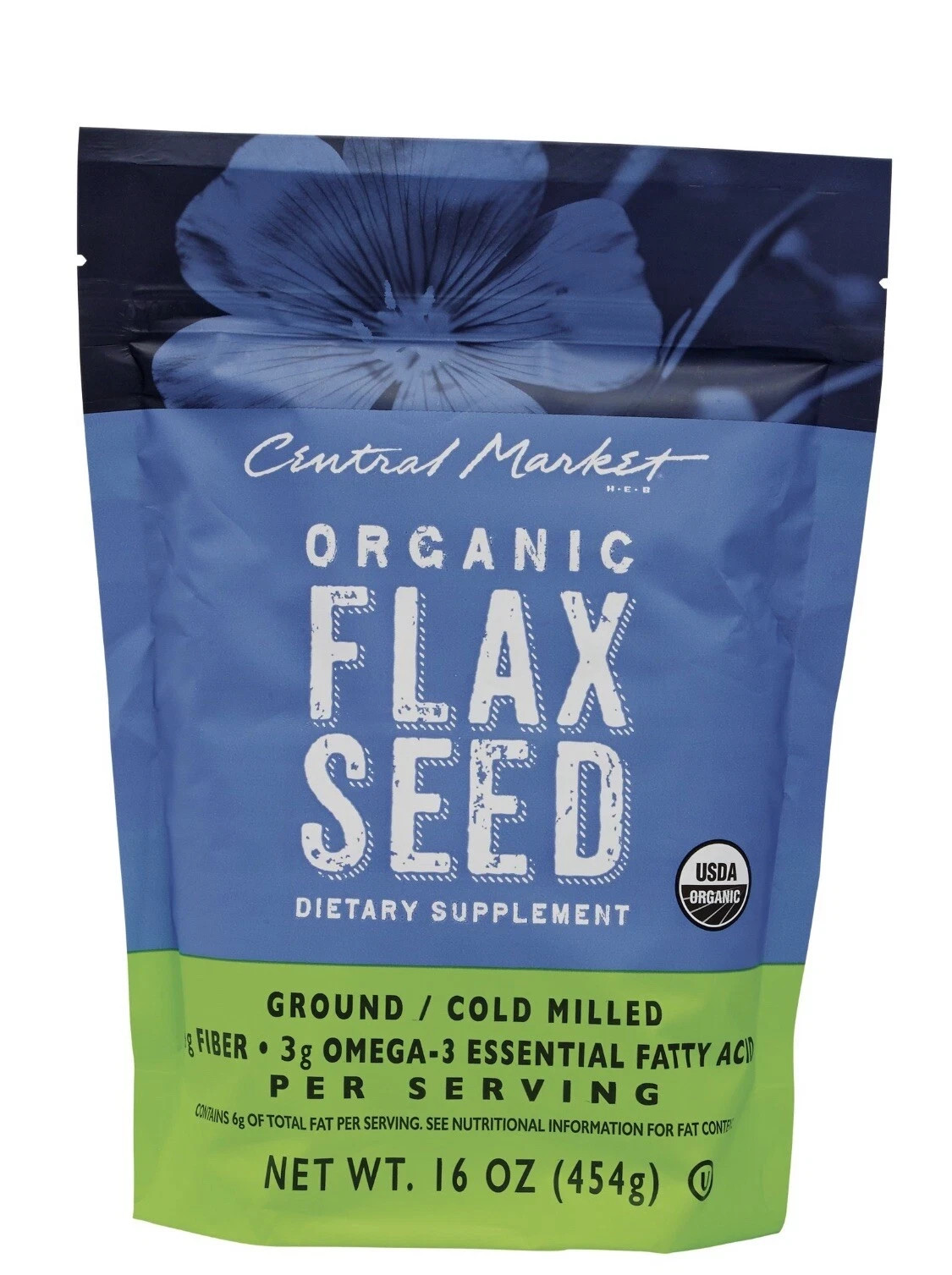 Central Market Organic Flax Seed dietary supplement 16 oz. USDA organic
